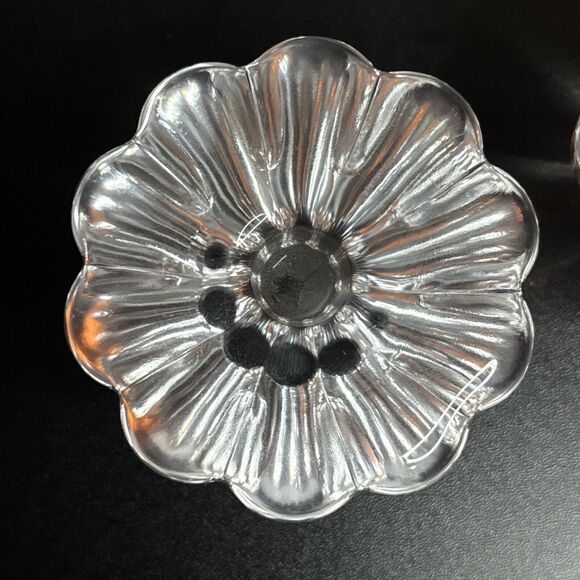 Pair of Vintage Orrefors of Sweden Flower Candle Holders for Mini Tapers Signed - Picture 4 of 13